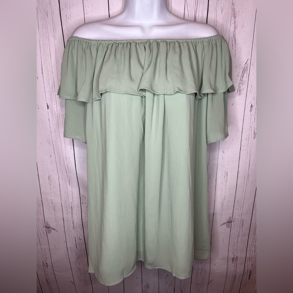 NEW Mint Green Flowy Off Shoulder Top Women’s Medium Boho
